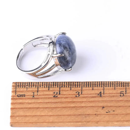 Silver Metal Hollow Out Polished Round Crystal Ring