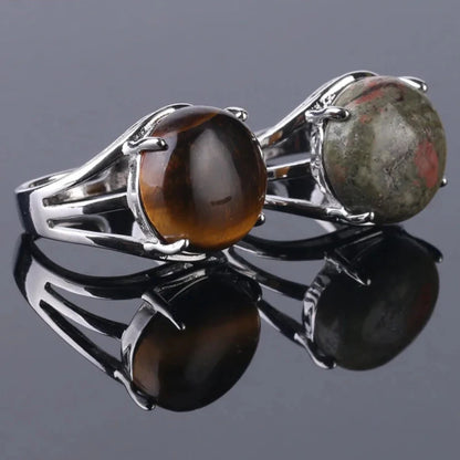 Silver Metal Hollow Out Polished Round Crystal Ring