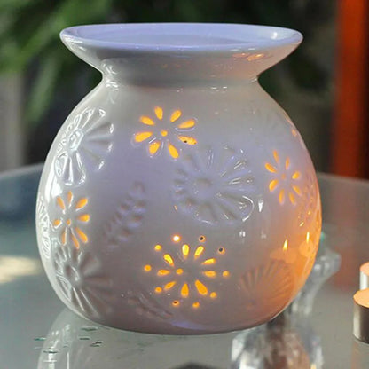 White Porcelain Flower Essential Oil Burner