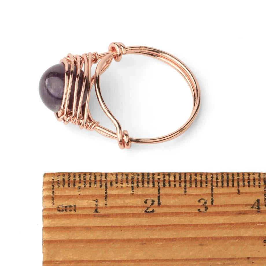 Rose Gold Metal Polished Round Crystal Ring