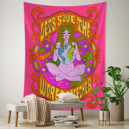 Let's Save The World Together Tapestry