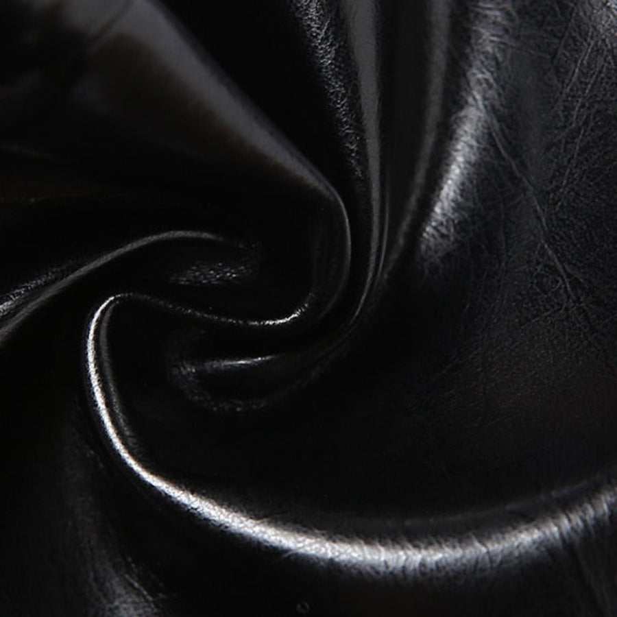 Black Leather Chain Tier Backless Halter Crop Crop Top
