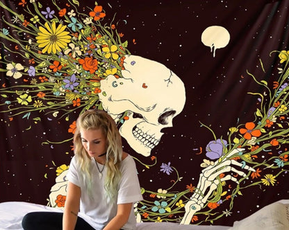 Floral Skeleton Tapestry