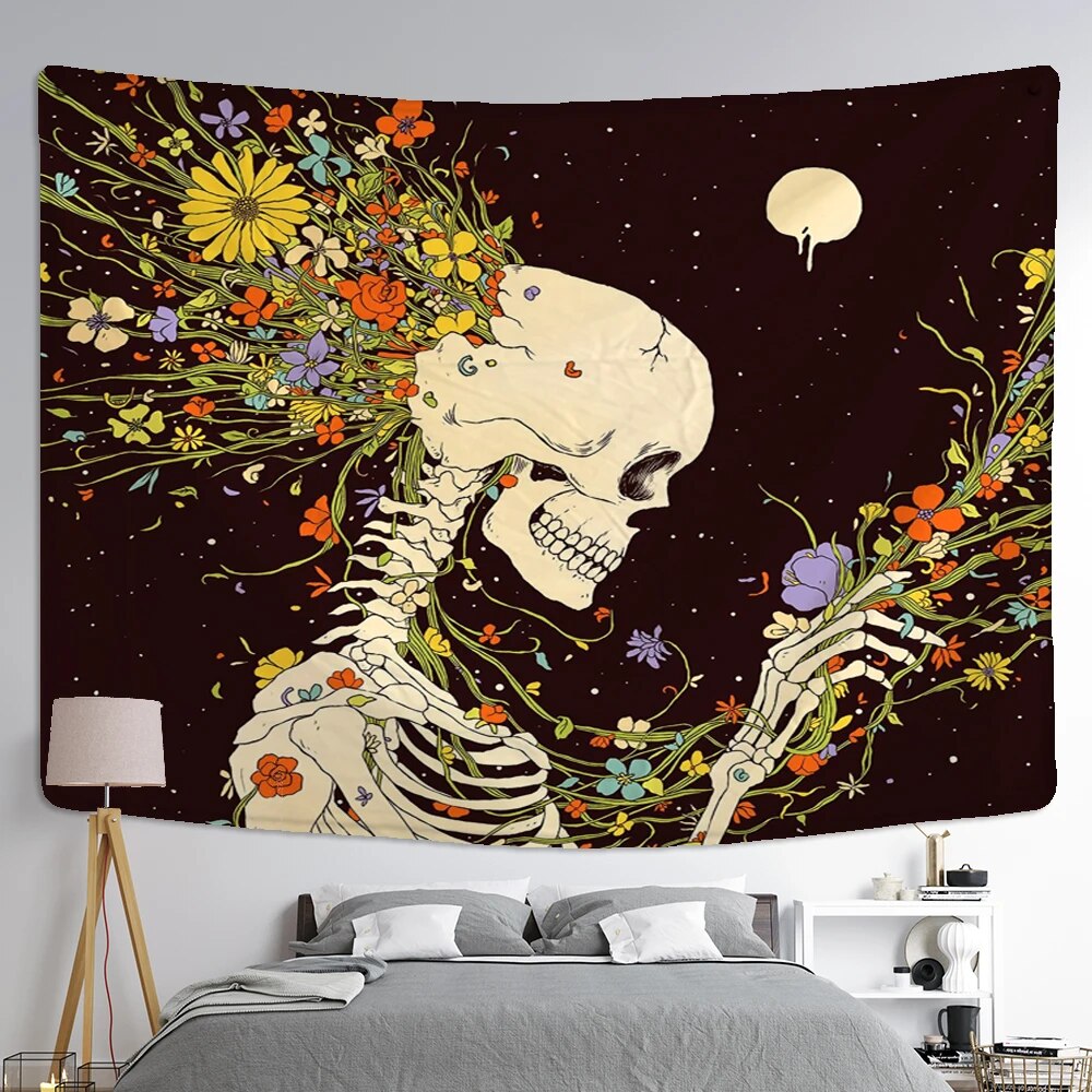 Floral Skeleton Tapestry