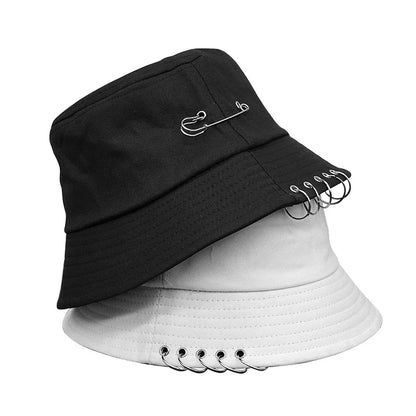 Neutral Cotton Ring Link Grommet Bucket Hat