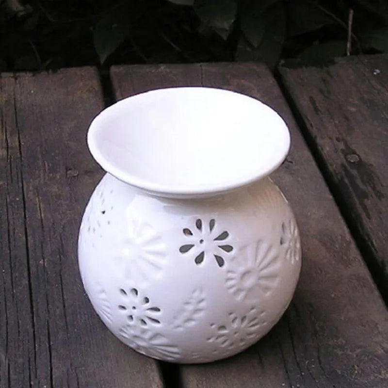 White Porcelain Flower Essential Oil Burner