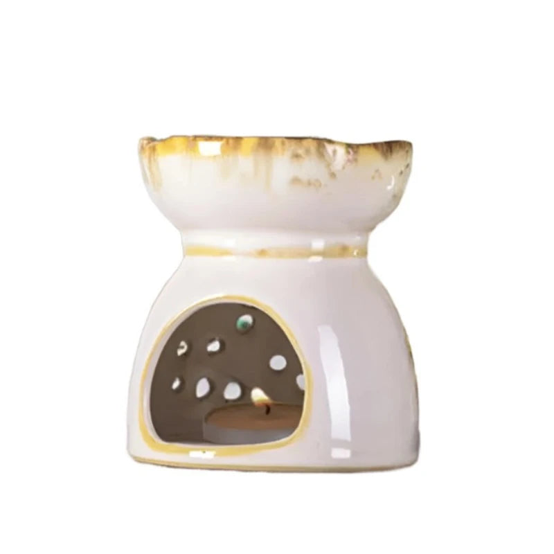 White And Beige Porcelain Tree Of Life Essential Oil Burner