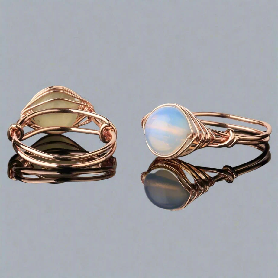 Rose Gold Metal Polished Round Crystal Ring