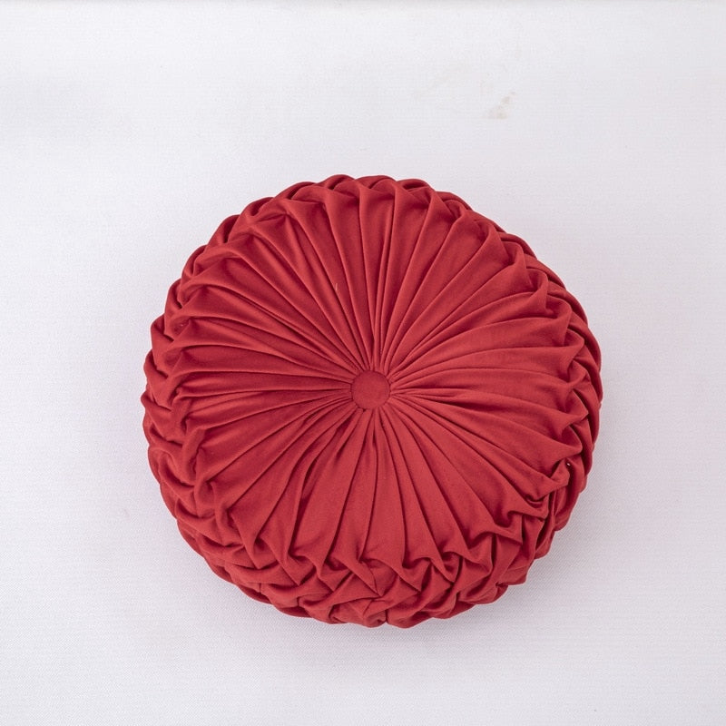 Solid Color Suede Pleated Tufted Meditation Pillow