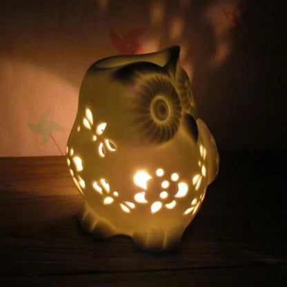 White Ceramic Owl Essential Oil Burner