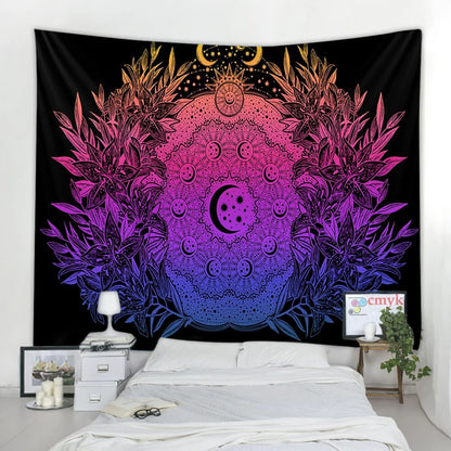 Mandala Moon Phases Tapestry