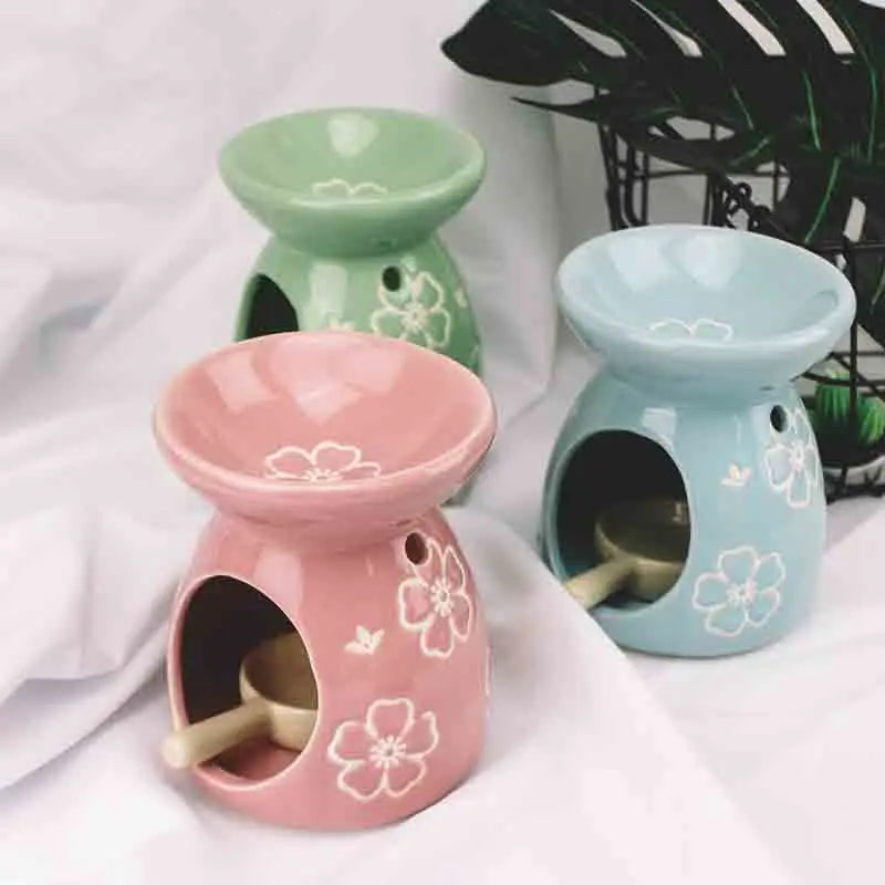 Solid Color Flower Essential Oil And Candle Holder Burner