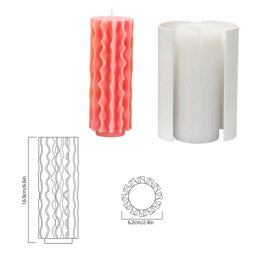 Wavy Cylinder Candle Mold