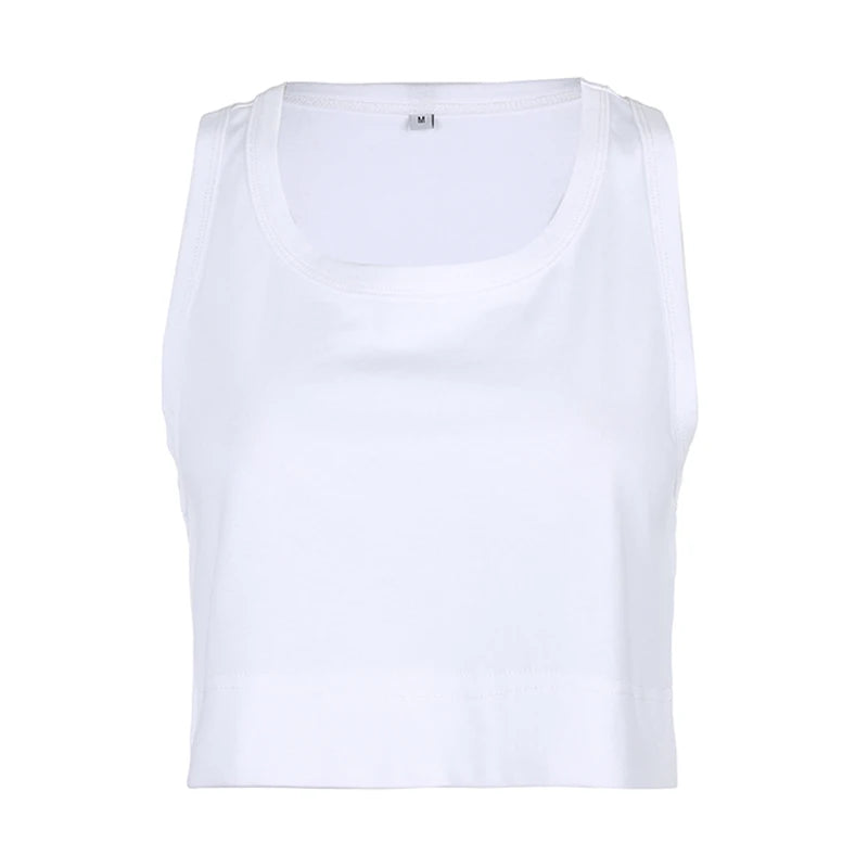 White Crop Sleeveless Top