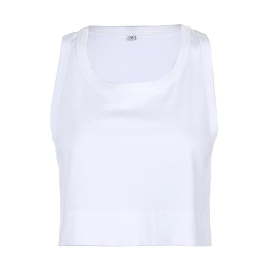 White Crop Sleeveless Top