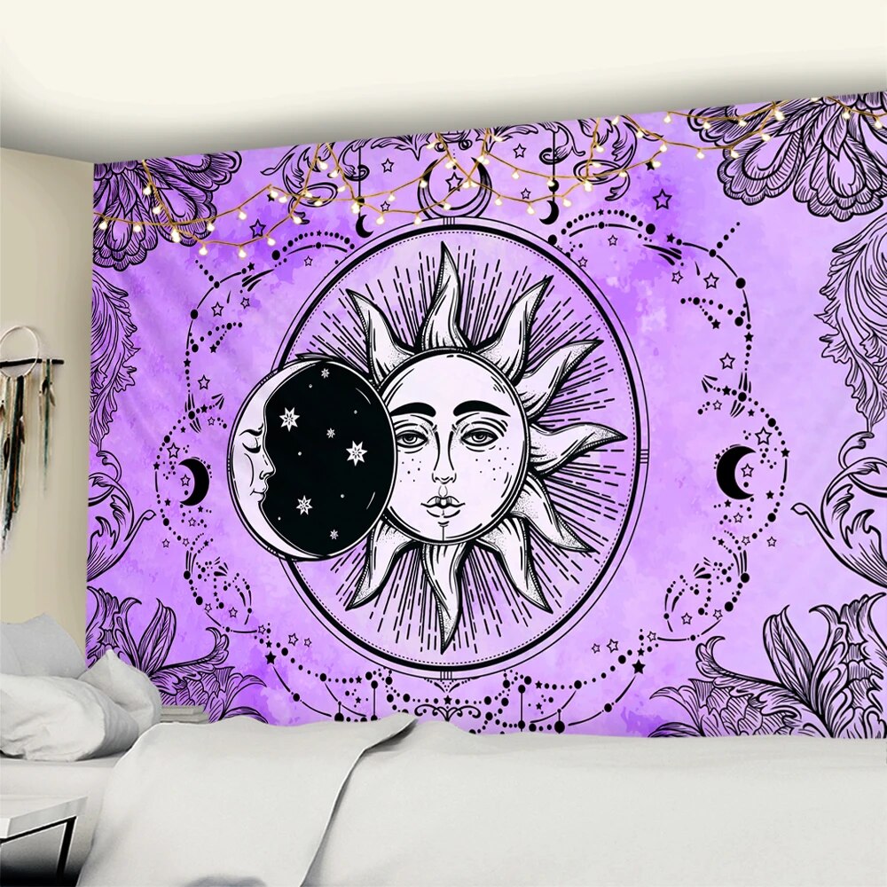 Solid Color Sun And Moon Tapestry