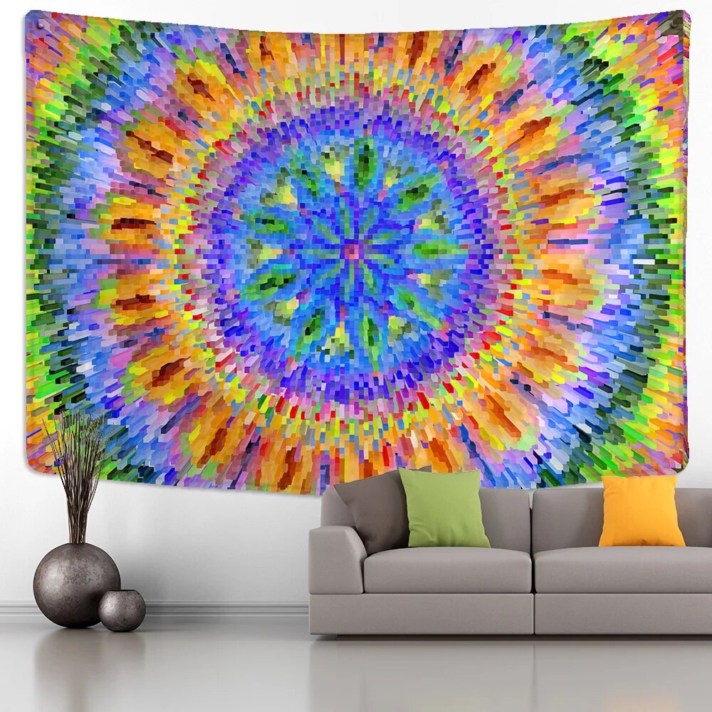 Multicolor Tie-Dye Mandala Tapestry