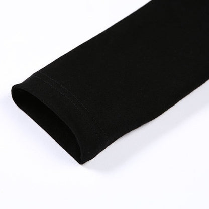Black Turtleneck Back Lace-Up Crop Long Sleeve