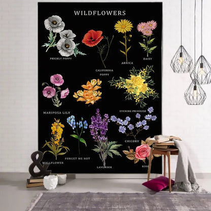 Types Of Wild Flowers Tapestry