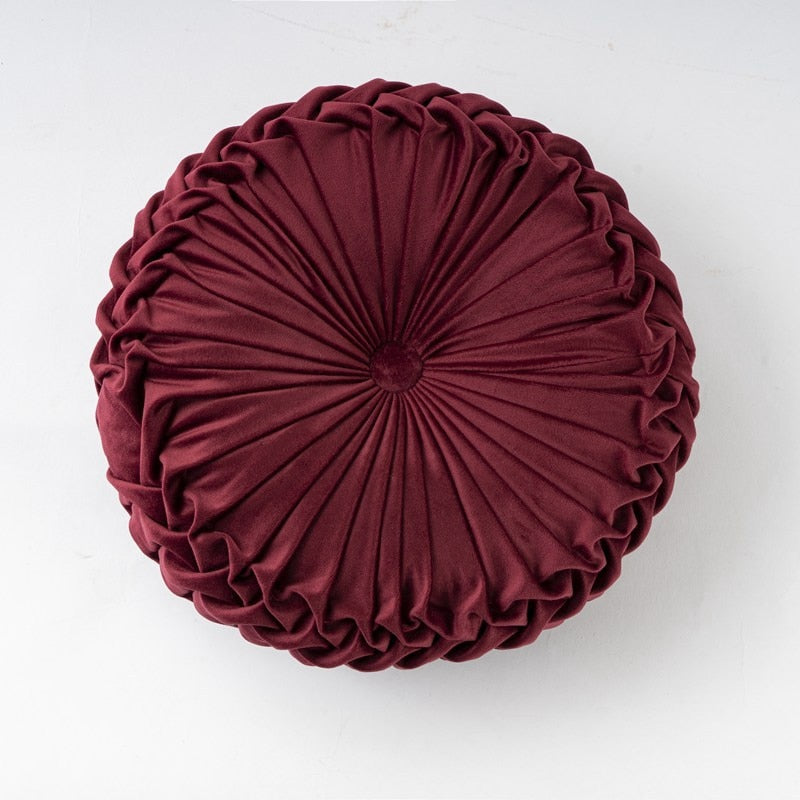 Solid Color Suede Pleated Tufted Meditation Pillow