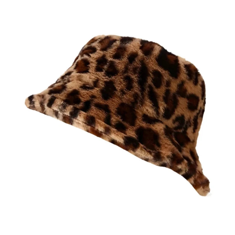 Cheetah Print Fur Bucket Hat