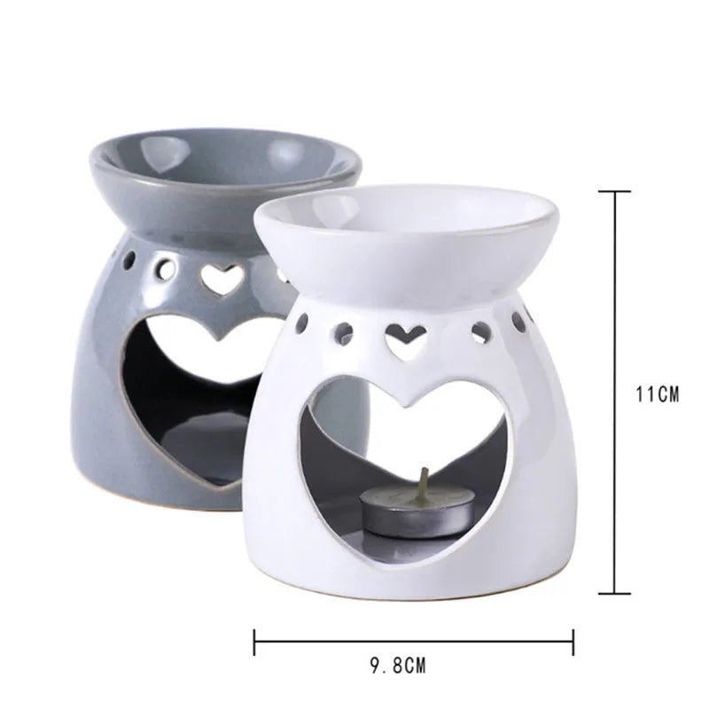 Solid Color Porcelain Heart Essential Oil Burner