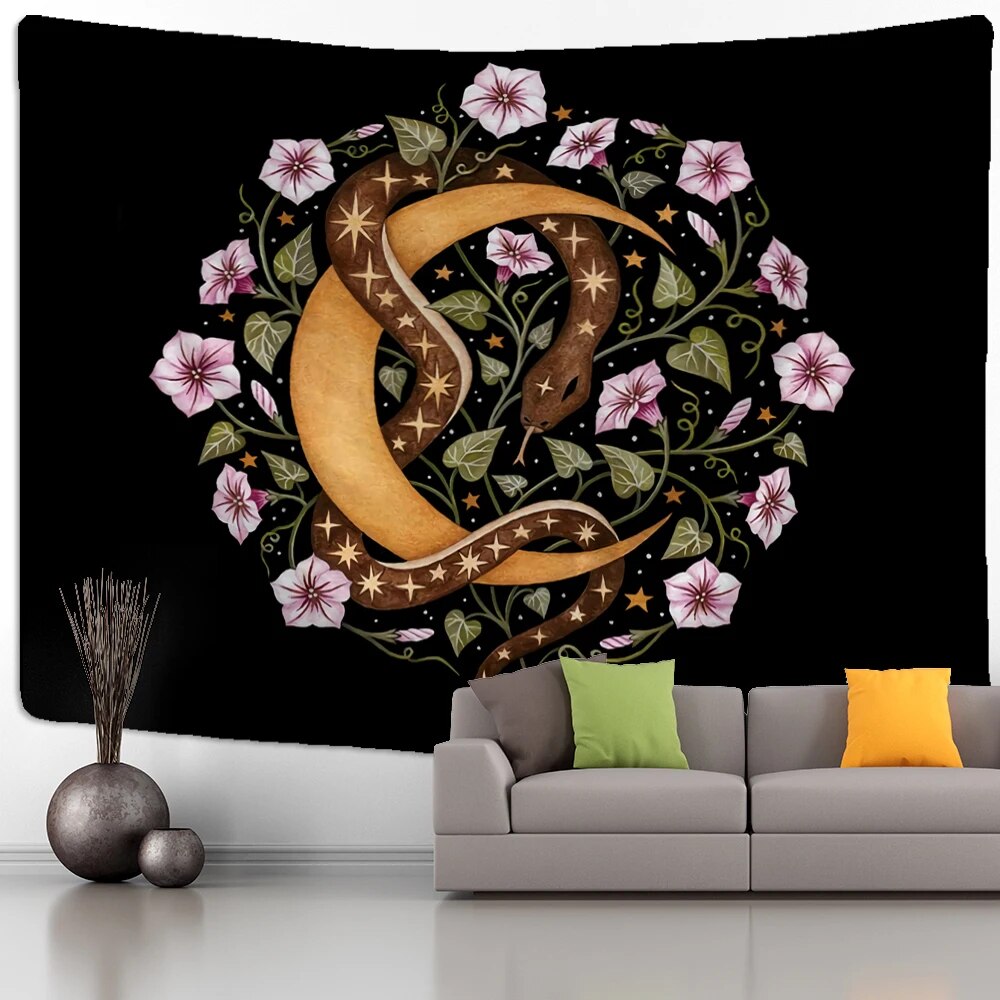 Sun And Moon Floral Tapestry