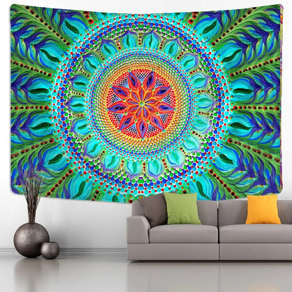 Leaf Print Mandala Tapestry