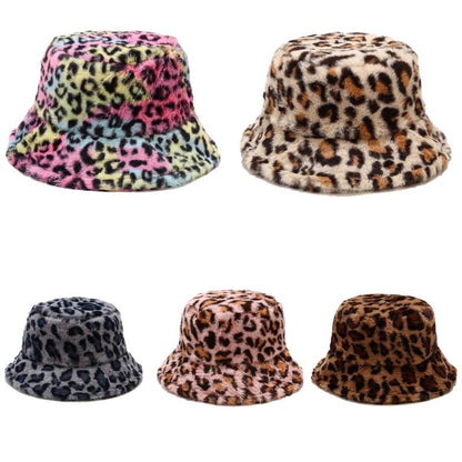 Cheetah Print Fur Bucket Hat