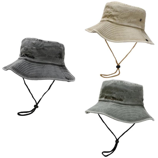 Neutral Patchwork Cotton Fisherman Bucket Hat