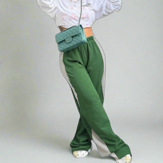 Green Double Side White Stripe Sweatpants