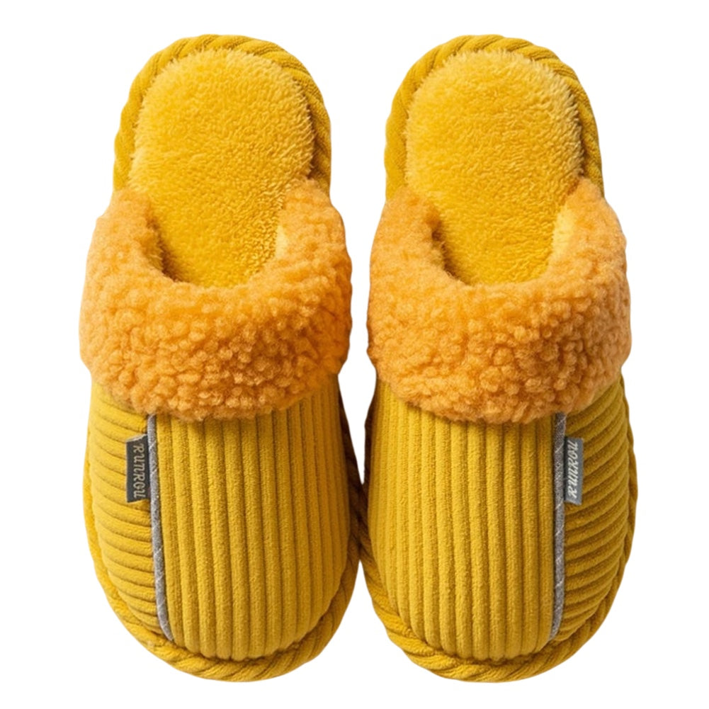 Solid Color Fur Ribbed Slippers