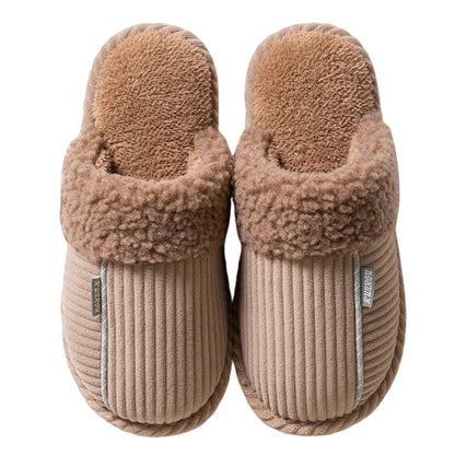 Solid Color Fur Ribbed Slippers