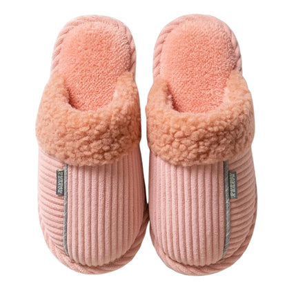 Solid Color Fur Ribbed Slippers