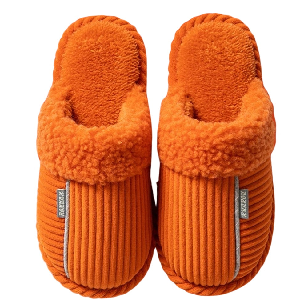 Solid Color Fur Ribbed Slippers