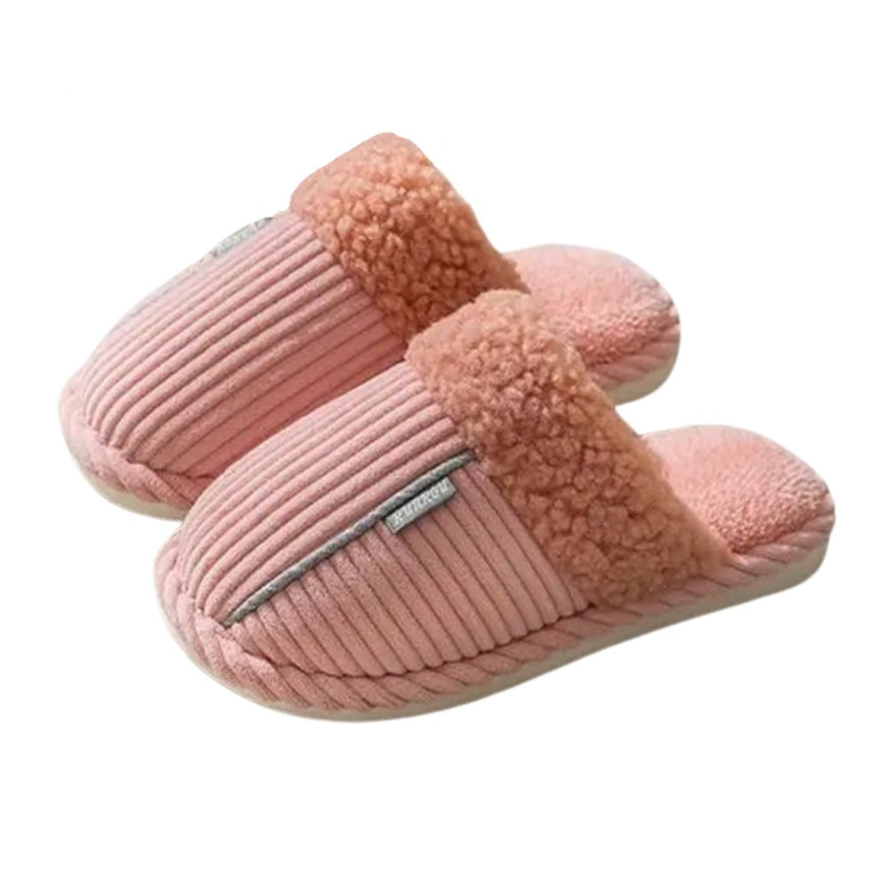 Solid Color Fur Ribbed Slippers