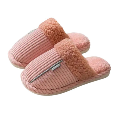 Solid Color Fur Ribbed Slippers
