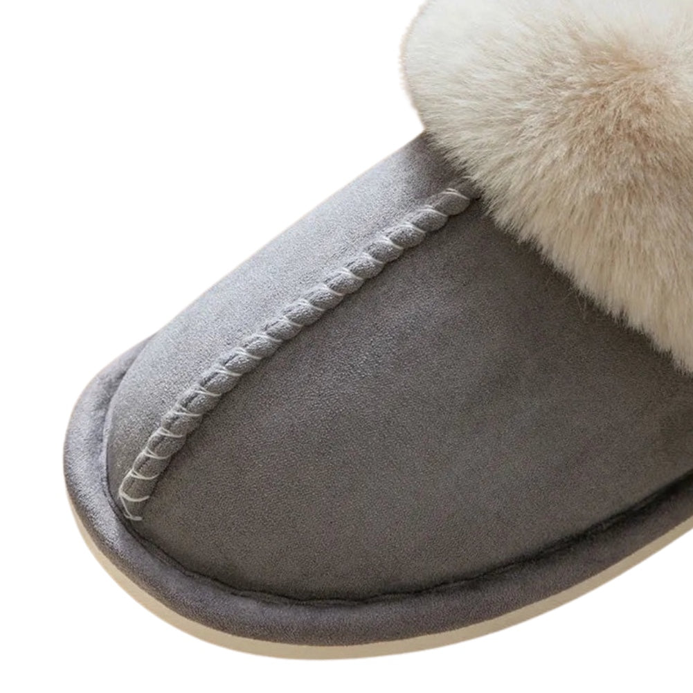 Solid Color Suede Patchwork Fur Inside Slippers