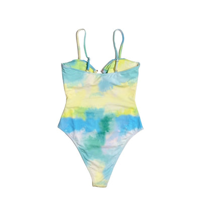 Green Tie-Dye Hollow Out One Piece