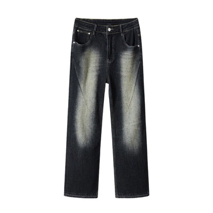 Denim Washed Out Patchwork Straight Jeans