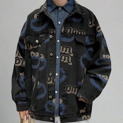 Denim Jean Cookie Monster Collar Jacket