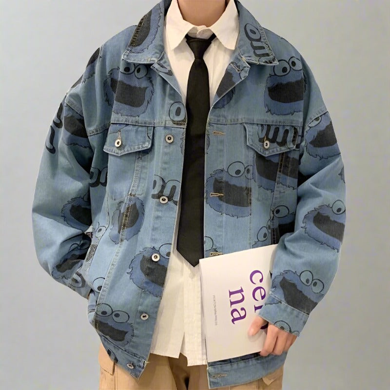 Denim Jean Cookie Monster Collar Jacket