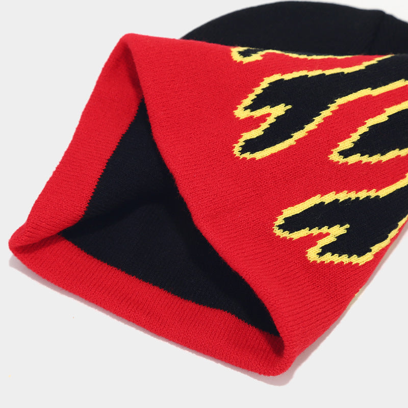 Flame Print Knit Beanie