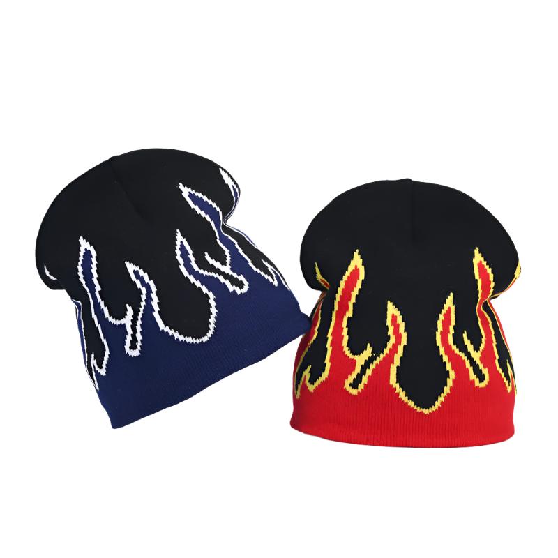 Flame Print Knit Beanie