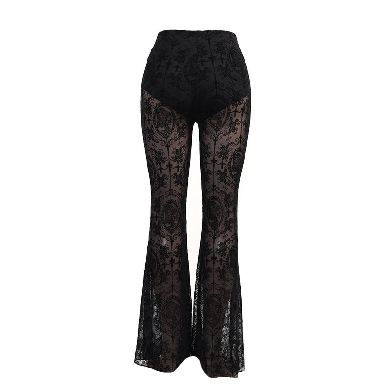 Black Lace High Waisted Flare Pants