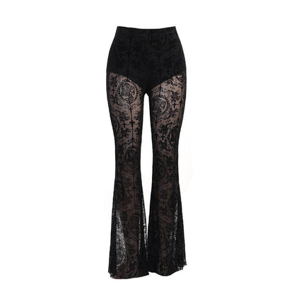 Black Lace High Waisted Flare Pants