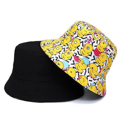 Duck Print Cotton Reversible Bucket Hat