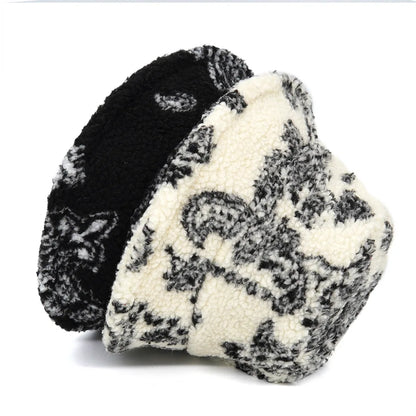 Neutral Bandana Print Fur Bucket Hat