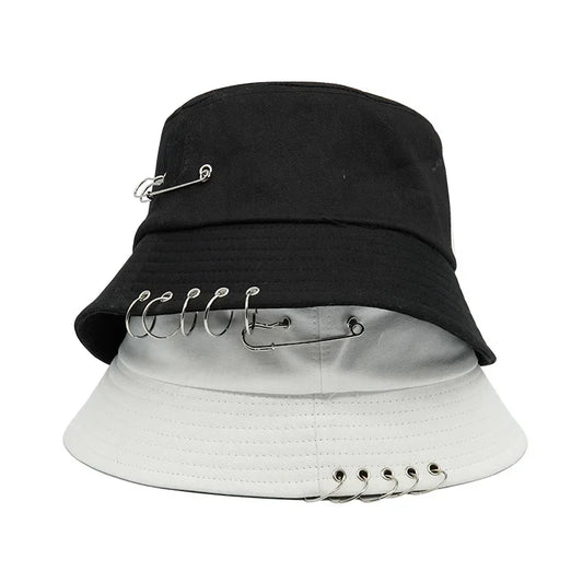 Neutral Cotton Ring Link Grommet Bucket Hat