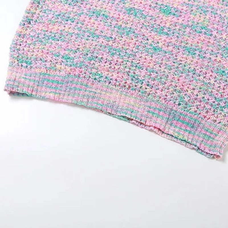 Multicolor Crochet Backless Mini Dress